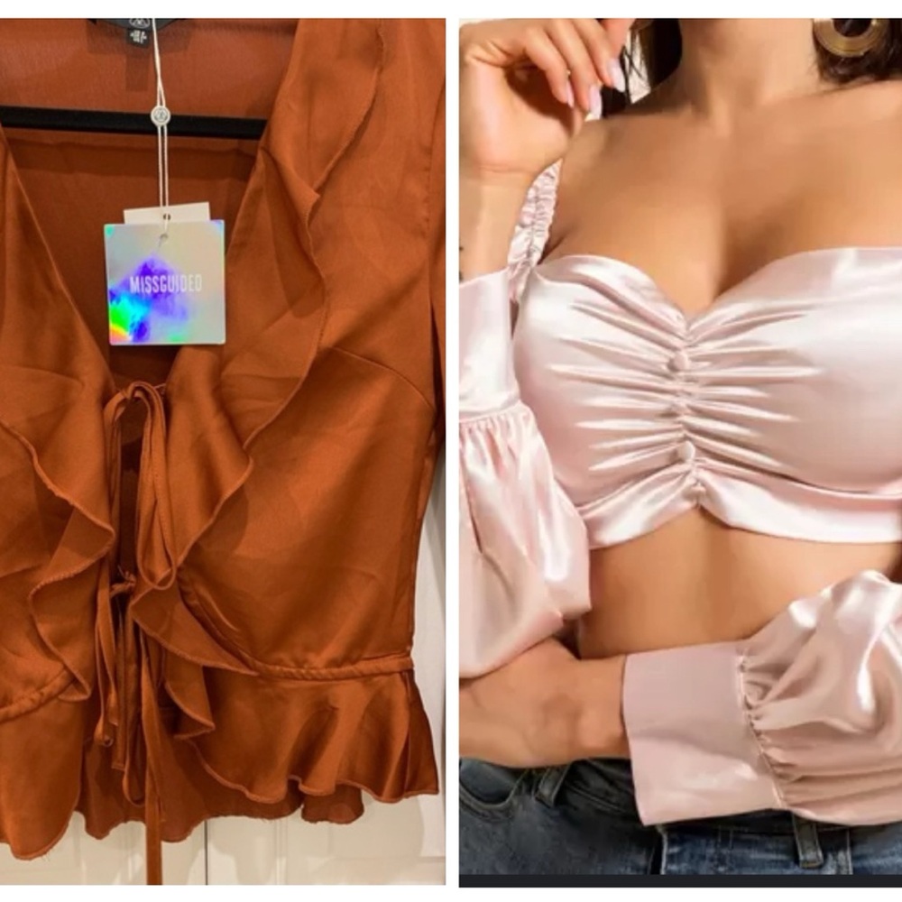 Missguided Rust Ruffle Front Top